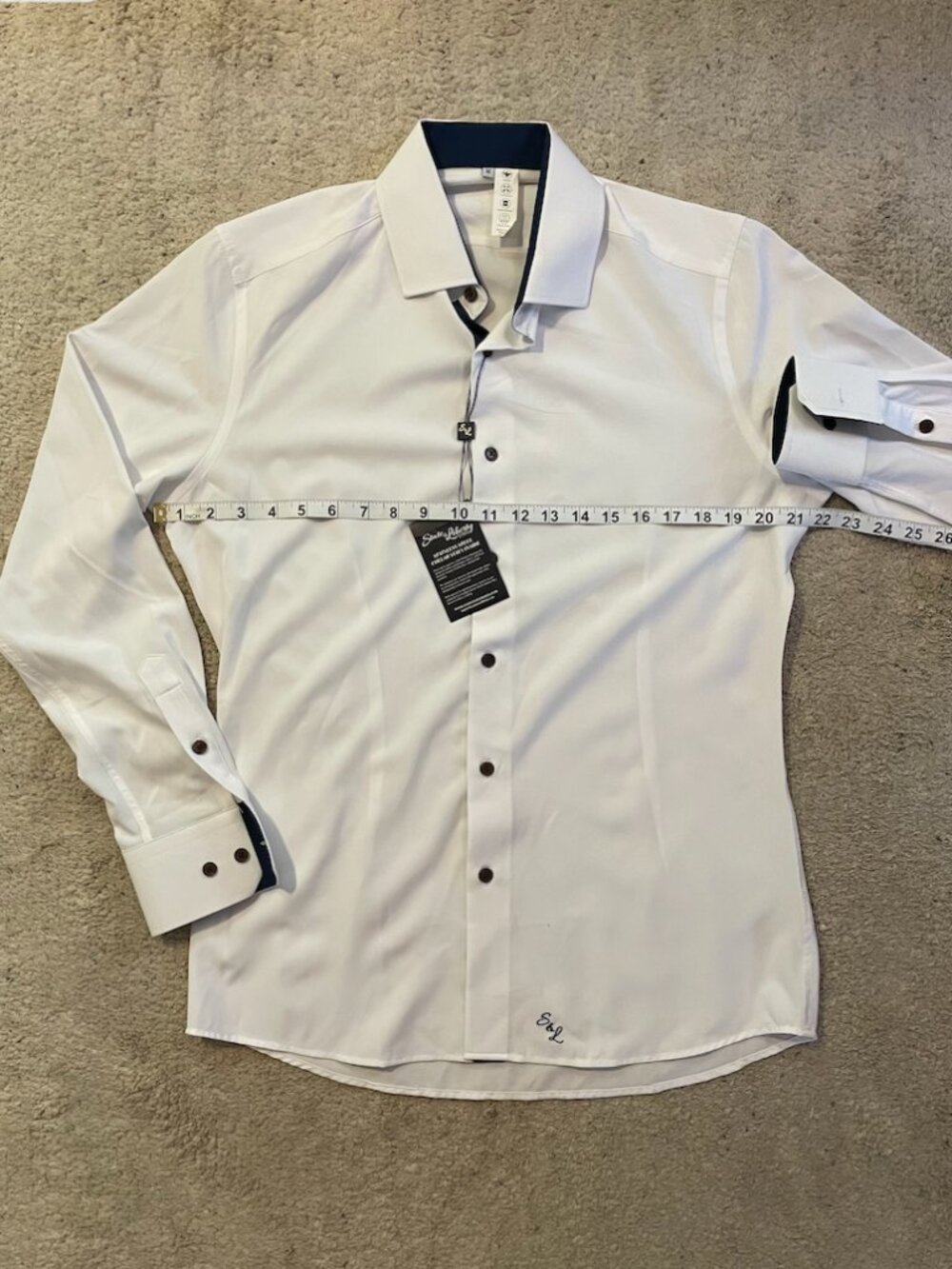 NWT State & Liberty The Springer Athletic Fit Shirt Sz M White with Navy Accents - Picture 14 of 16